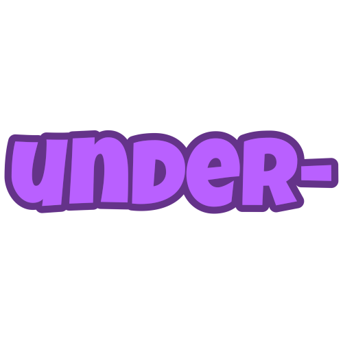 'under-' in purple letters with a darker purple outline.